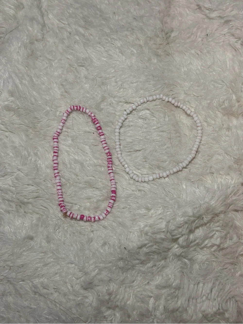 Pink & White Beaded Stretch Bracelet Set - Women Jewelry